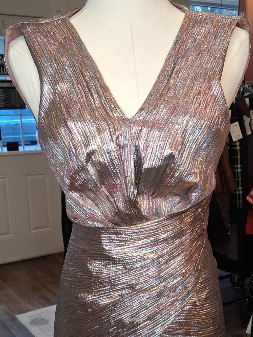 Metallic Draped Mini Dress Size 2